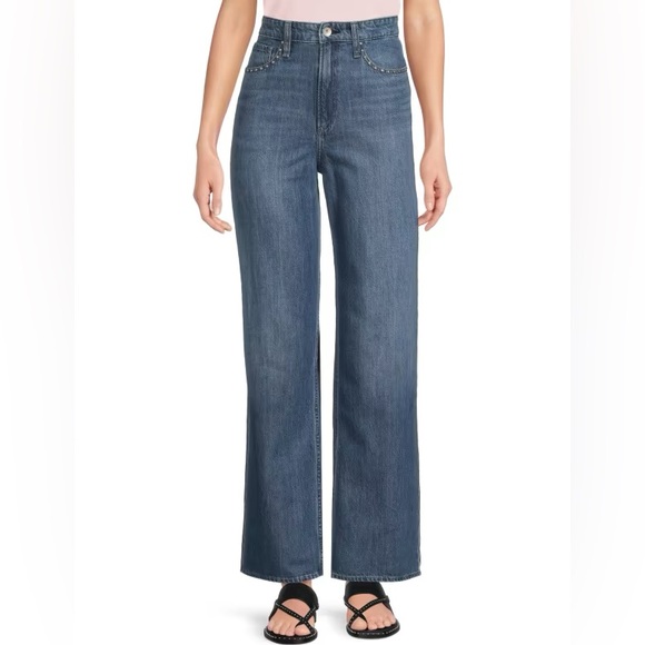 rag & bone Denim - NWT Rag & Bone Embellished Wide Leg Jeans Cotton/Lyocell Size 28